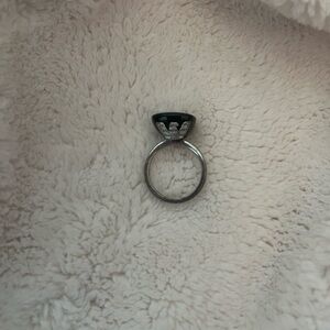 Emporio Armani Black and Silver Emblem Ring